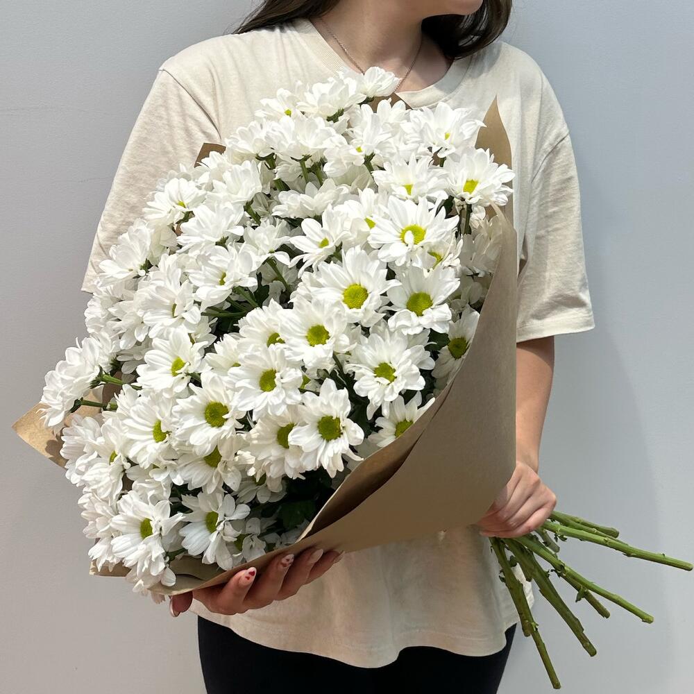 Букет «Летняя свежесть» – дыхание лета в белых хризантемах Нефтегорск Челябинская область