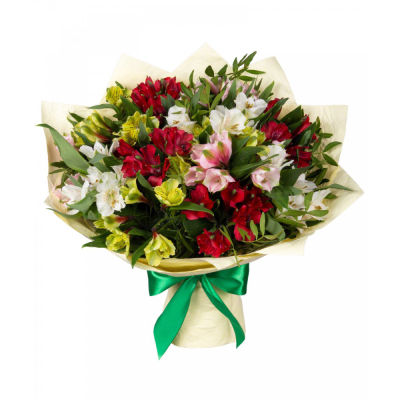 Букет «Теплые чувства» – разноцветные альстромерии с нежным посылом Нефтегорск Челябинская область