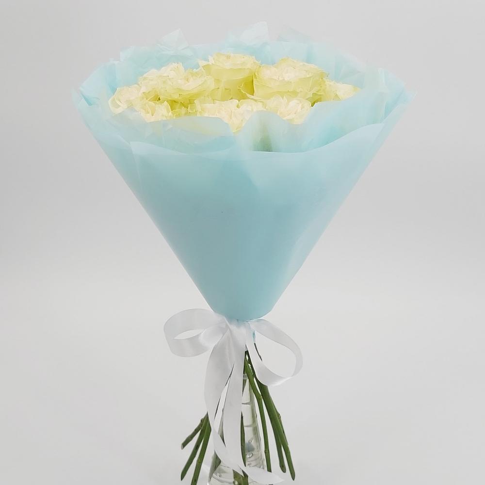 Букет «Кружевное облачко» – 11 белоснежных роз в нежной упаковке Нефтегорск Челябинская область