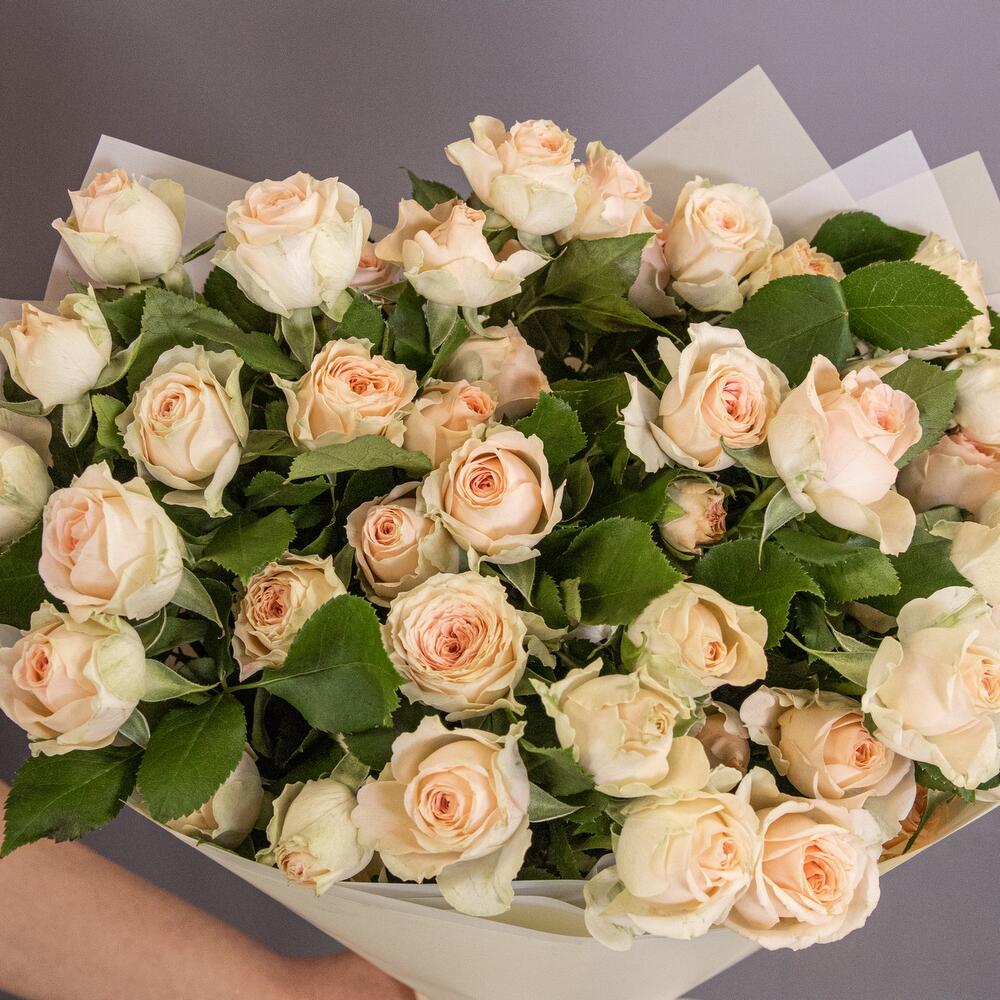 Букет «Персик» – пышные кустовые розы нежно-персикового оттенка Нефтегорск Челябинская область