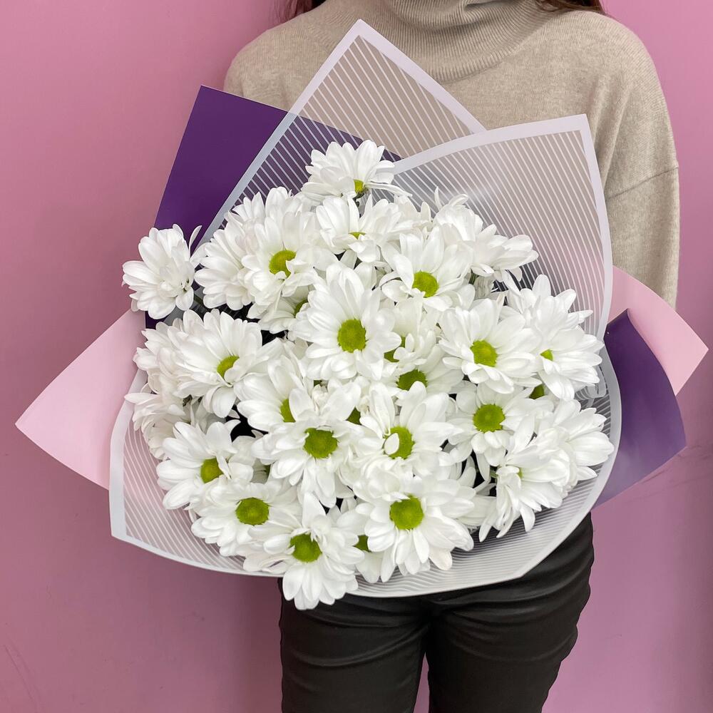 Букет «Весеннее настроение» – свежесть белых хризантем Нефтегорск Челябинская область