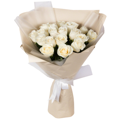 Букет «Эйфория» из 19 белых роз — символ чистой светлой любви Нефтегорск Челябинская область
