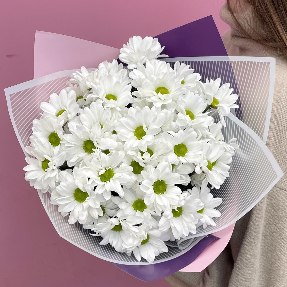 Букет «Весеннее настроение» – свежесть белых хризантем Нефтегорск Челябинская область