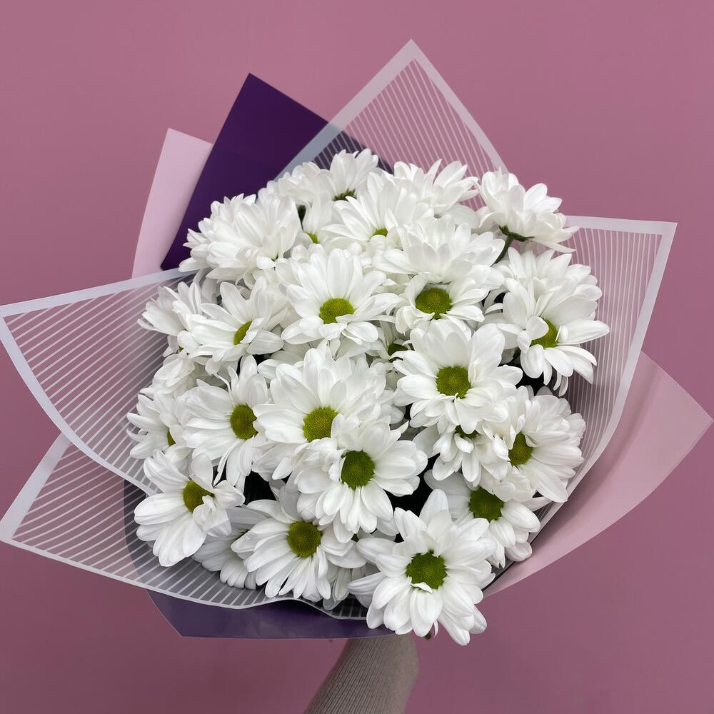 Букет «Весеннее настроение» – свежесть белых хризантем Нефтегорск Челябинская область