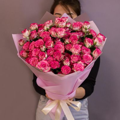 Букет «Розовый бум» – пышные кустовые розы в нежно-розовых тонах Нефтегорск Челябинская область