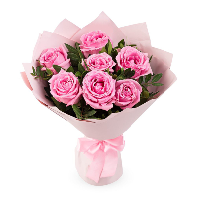 Букет из розовых роз с фисташкой – нежность в каждом лепестке Нефтегорск Челябинская область