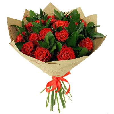 Букет «Фейерверк чувств» – 15 красных эквадорских роз для ярких признаний Нефтегорск Челябинская область