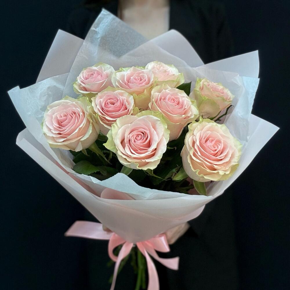 Букет из 9 розовых роз – нежность в каждом лепестке Нефтегорск Челябинская область