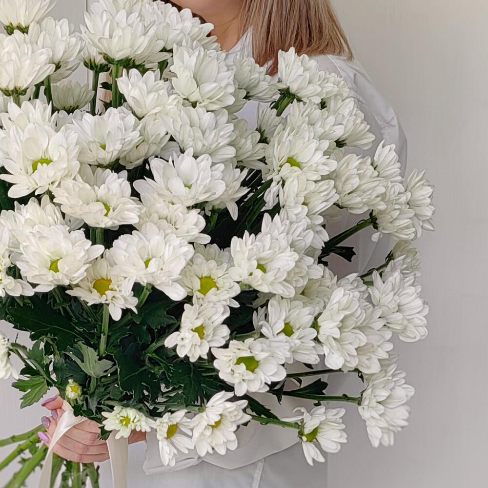 Букет «Ромашка» — свежесть белых хризантем в деревенском стиле Нефтегорск Челябинская область