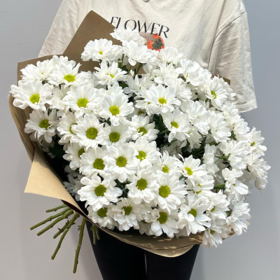 Букет «Летняя свежесть» – дыхание лета в белых хризантемах Нефтегорск Челябинская область