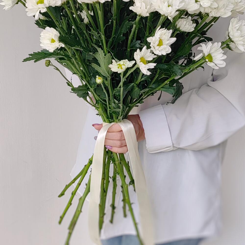 Букет «Ромашка» — свежесть белых хризантем в деревенском стиле Нефтегорск Челябинская область