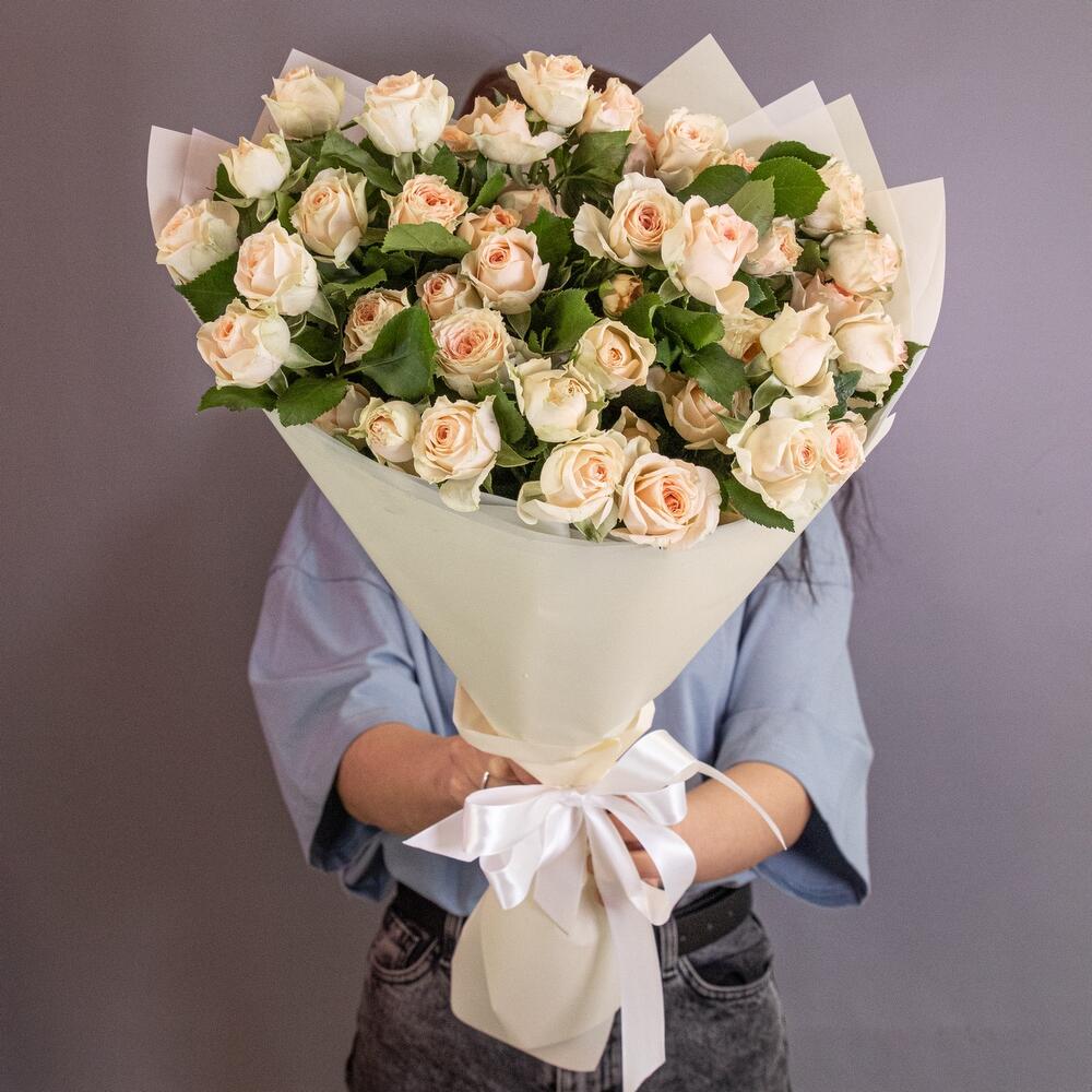 Букет «Персик» – пышные кустовые розы нежно-персикового оттенка Нефтегорск Челябинская область
