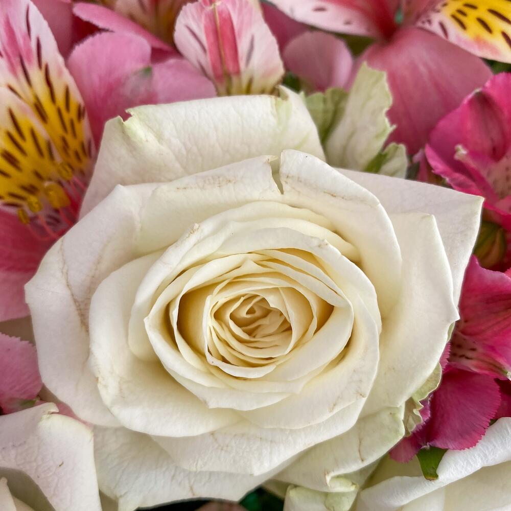 Букет «Николь» – изысканное сочетание роз, кустовых роз и альстромерий Нефтегорск Челябинская область