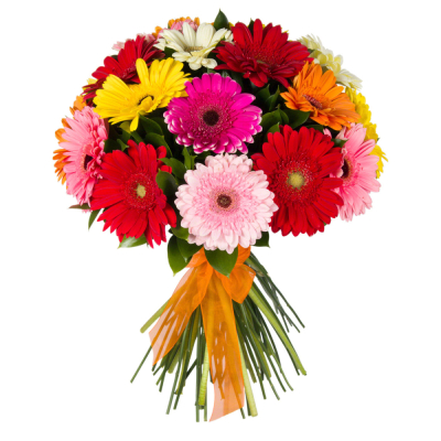 Букет «Мамба» – взрыв красок из оранжевых, лиловых и розовых гербер Нефтегорск Челябинская область