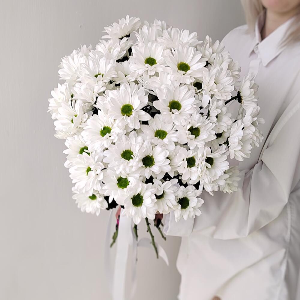 Букет «Ромашка» – 9 белоснежных хризантем в деревенском стиле Нефтегорск Челябинская область