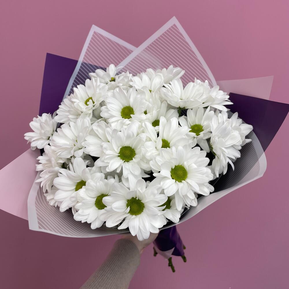 Букет «Весеннее настроение» – свежесть белых хризантем Нефтегорск Челябинская область