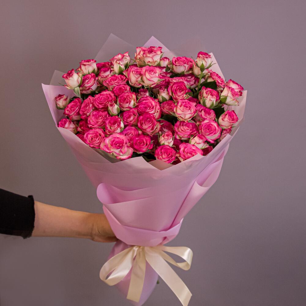 Букет «Розовый бум» – пышные кустовые розы в нежно-розовых тонах Нефтегорск Челябинская область