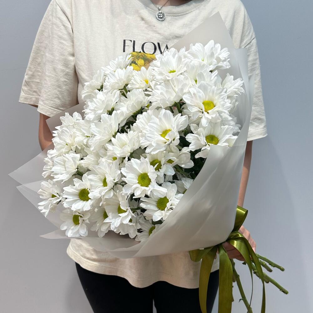 Букет «Летнее настроение» – свежесть белых хризантем Нефтегорск Челябинская область
