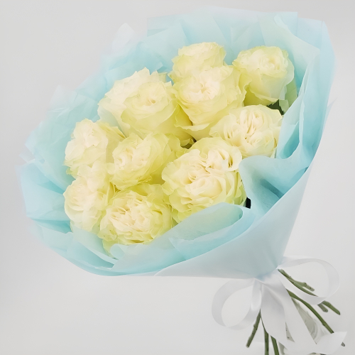 Букет «Кружевное облачко» – 11 белоснежных роз в нежной упаковке Нефтегорск Челябинская область