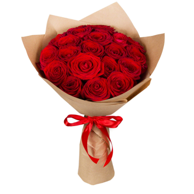 Букет из красных роз в крафт-бумаге Нефтегорск Челябинская область