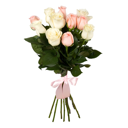 Букет из розовых и белых роз Нефтегорск Челябинская область