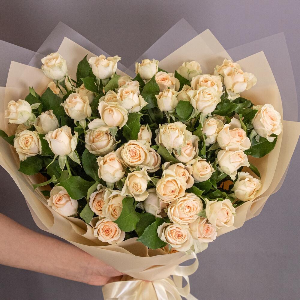 Букет «Персик» – пышные кустовые розы нежно-персикового оттенка Нефтегорск Челябинская область