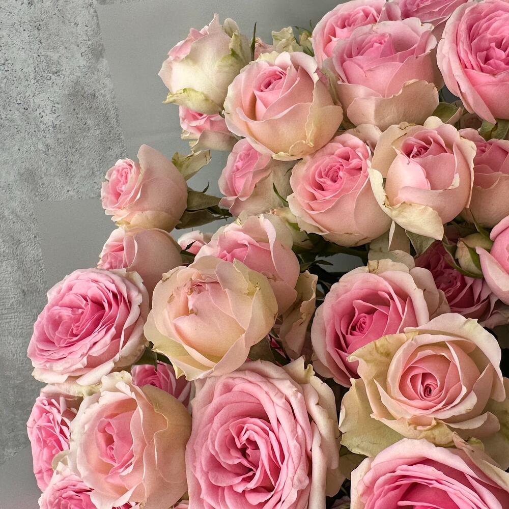 Букет «Нежный аромат» – пышные розовые кустовые розы в элегантной упаковке Нефтегорск Челябинская область